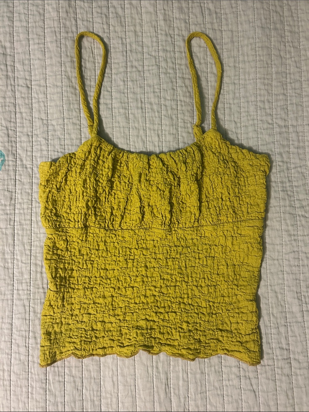 Yellow/Green Smocked Cami Tank Top - Women